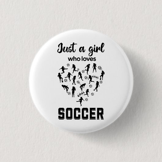 Silhouette Girls spielen Fußball Button (Vorderseite)