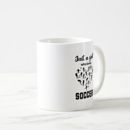 Silhouette Girls spielen Fußball Kaffeetasse (VorderseiteRechts)