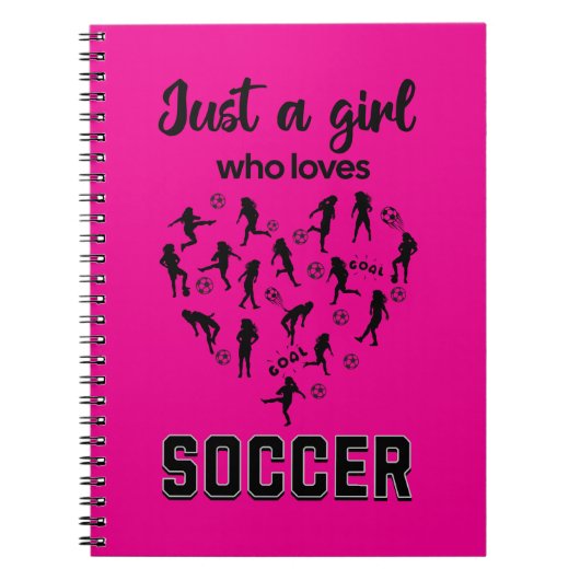 Silhouette Girls spielen Fußball Notizblock (Vorderseite)