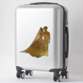 Silhouette Gold glitzernde Braut und Bräutigam dec Aufkleber (Koffer)