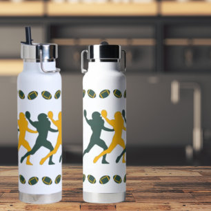 Silhouette Gold & Green Football Player Trinkflasche