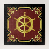 Silhouette/Gold/Schwarz/Rot des Schiffes Puzzle (Horizontal)