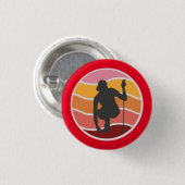 Silhouette Golfer Lady Golfen auf rotem Hintergrun Button (Vorne & Hinten)