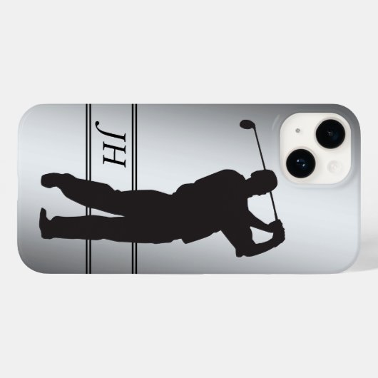 Silhouette Golfer Monogram Case-Mate iPhone Hülle (Rückseite (Horizontal))
