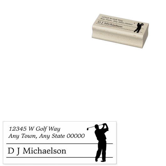 Silhouette Golfer Rücksendeadresse Holzkunst Brief Gummistempel (Stempel)