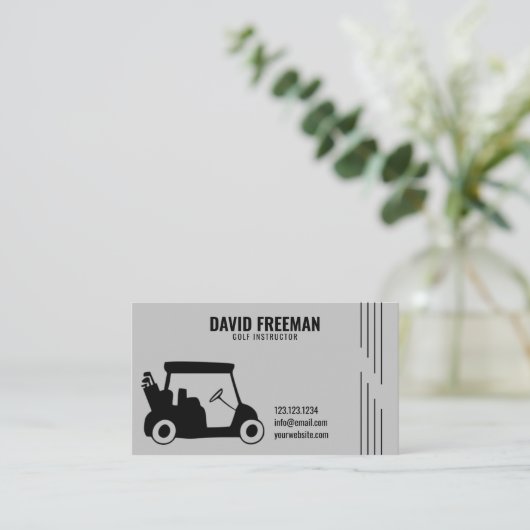 Silhouette Grau Golf Instructor Visitenkarte (Stehend Vorderseite)