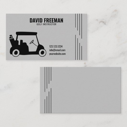 Silhouette Grau Golf Instructor Visitenkarte (Vorne/Hinten)