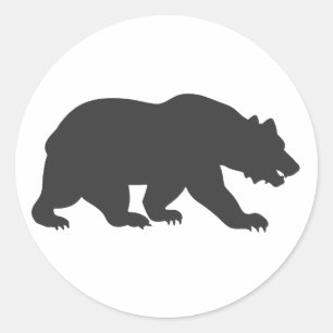 Silhouette Grizzlybär - Hintergrundfarbe wählen Runder Aufkleber