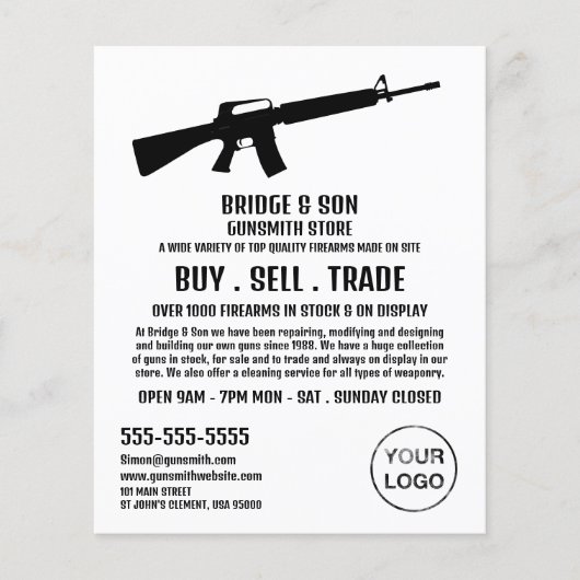 Silhouette, Gunsmith, Werbung in Verkaufsräumen Flyer (Vorne)
