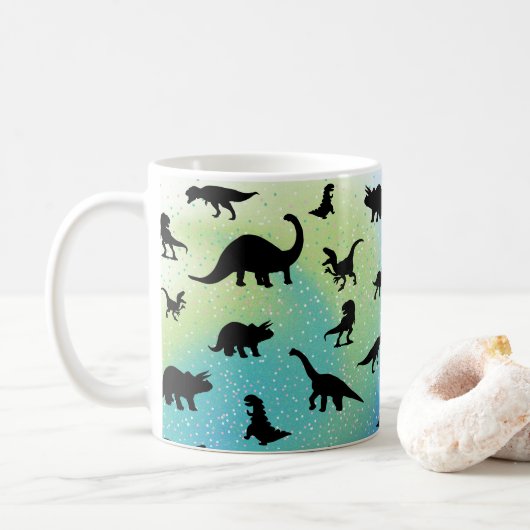 Silhouette Haifischwal Gefälle Sparkle Galax Kaffeetasse (Mit Donut)