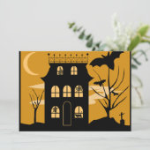 Silhouette Halloween House Einladungen (Stehend Vorderseite)