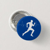 Silhouette HeartBeat Line für den Mann, der Läufer Button (Vorne & Hinten)