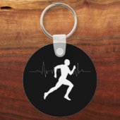 Silhouette HeartBeat Line für den Mann, der Läufer Schlüsselanhänger (Vorderseite)