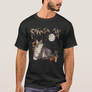 Silhouette Herbst Kätzchen Liebhaber Japanische Ku T-Shirt