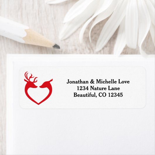 Silhouette Herz Hirsch Paare rot und schwarze Adre (Insitu)