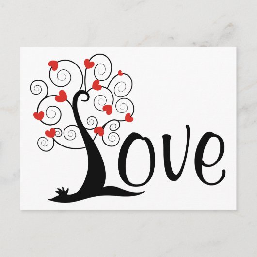Silhouette Herz LIEBE Tree Postkarte (Vorderseite)