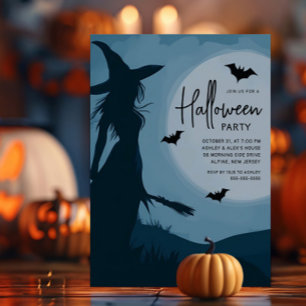 Silhouette Hexe Halloween-Party Einladung