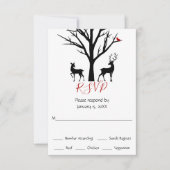 Silhouette Hirsch in Liebe Winterhochzeit RSVP Karte (Vorderseite)