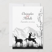 Silhouette Hirsch und Gebirge Einladung Hochzeit (Vorderseite)