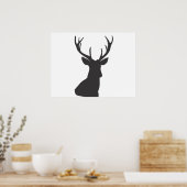 Silhouette Hirsche Silhouette Wild Postca Poster (Küche)