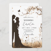 Silhouette Hochzeitsfeiern Einladung (Vorne/Hinten)