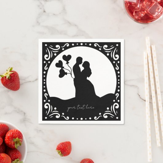 Silhouette Hochzeitspapiere Serviette (Beispiel)