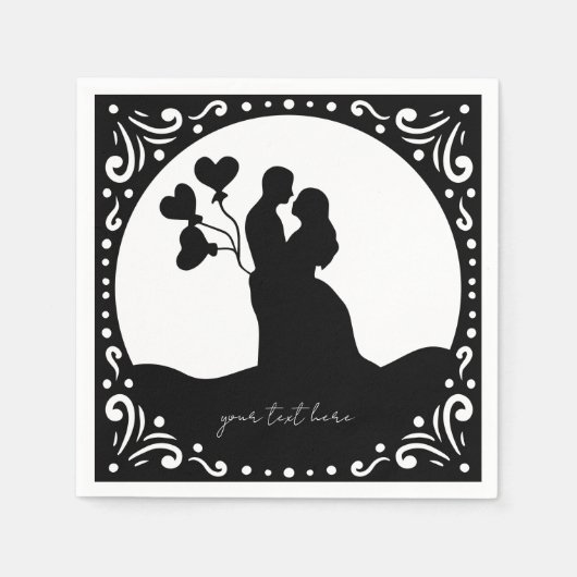 Silhouette Hochzeitspapiere Serviette (Vorderseite)