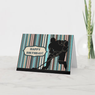 Silhouette Hockey Player Happy Birthday Card Karte