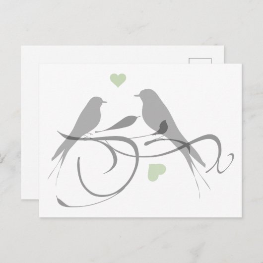 Silhouette hört und liebt Vögel Postkarte (Vorne/Hinten)