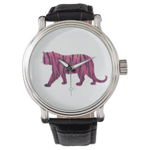 Silhouette Hot Pink und Black Tiger Armbanduhr