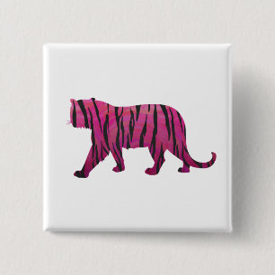 Silhouette Hot Pink und Black Tiger Button