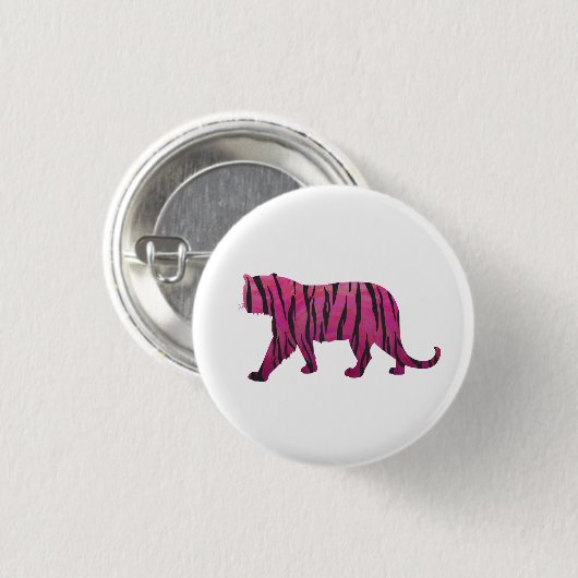 Silhouette Hot Pink und Black Tiger Button (Vorne & Hinten)
