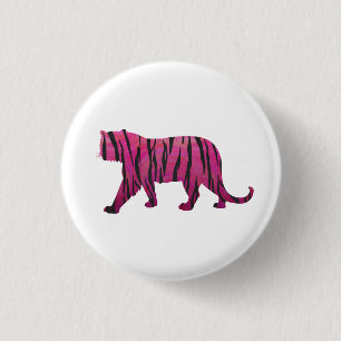 Silhouette Hot Pink und Black Tiger Button