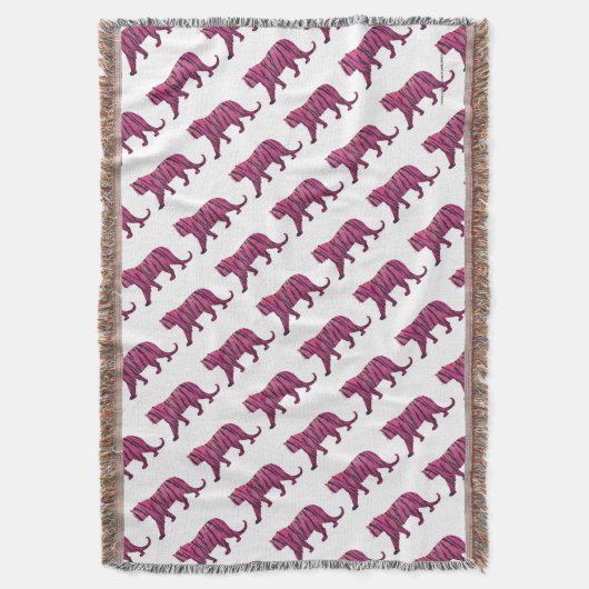 Silhouette Hot Pink und Black Tiger Decke (Vorderseite Vertikal)