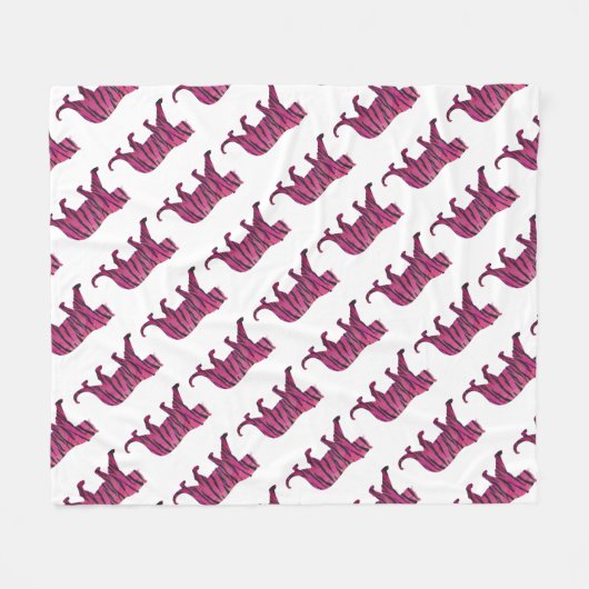 Silhouette Hot Pink und Black Tiger Fleecedecke (Vorderseite (Horizontal))
