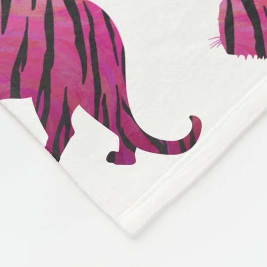 Silhouette Hot Pink und Black Tiger Fleecedecke (Ecke)
