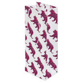 Silhouette Hot Pink und Black Tiger Geschenktüte Für Weinflaschen (Rückseite Schrägansicht)