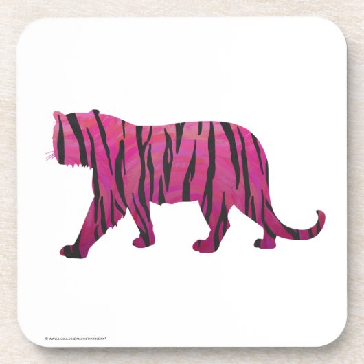 Silhouette Hot Pink und Black Tiger Getränkeuntersetzer (Vorderseite)