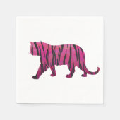 Silhouette Hot Pink und Black Tiger Serviette (Vorderseite)