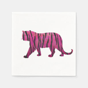 Silhouette Hot Pink und Black Tiger Serviette