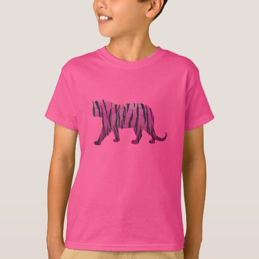 Silhouette Hot Pink und Black Tiger T-Shirt (Vorderseite)