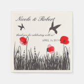 Silhouette Hummingbirds & Red Poppies Custom Serviette (Vorderseite)