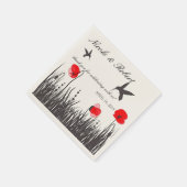 Silhouette Hummingbirds & Red Poppies Custom Serviette (Ecke)