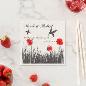 Silhouette Hummingbirds & Red Poppies Custom Serviette (Beispiel)