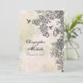 Silhouette Hummingvögel und Blume Hochzeit Einladung (Stehend Vorderseite)
