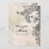 Silhouette Hummingvögel und Blume Hochzeit Einladung (Vorne/Hinten)