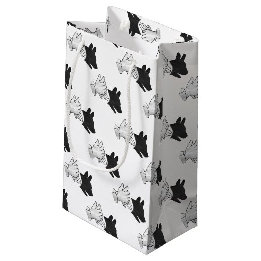 Silhouette Hund Kleine Geschenktüte (Rückseite Schrägansicht)