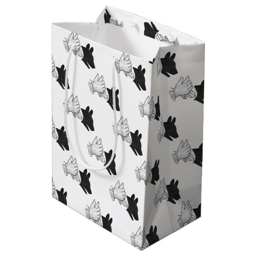 Silhouette Hund Mittlere Geschenktüte (Rückseite Schrägansicht)