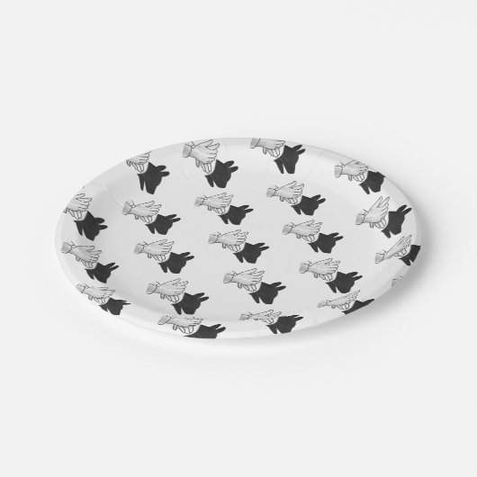 Silhouette Hund Pappteller (Schrägansicht)