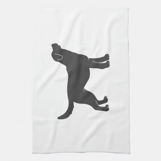 Silhouette Hund stehend - Farbe auswählen Geschirrtuch (Vertikal)